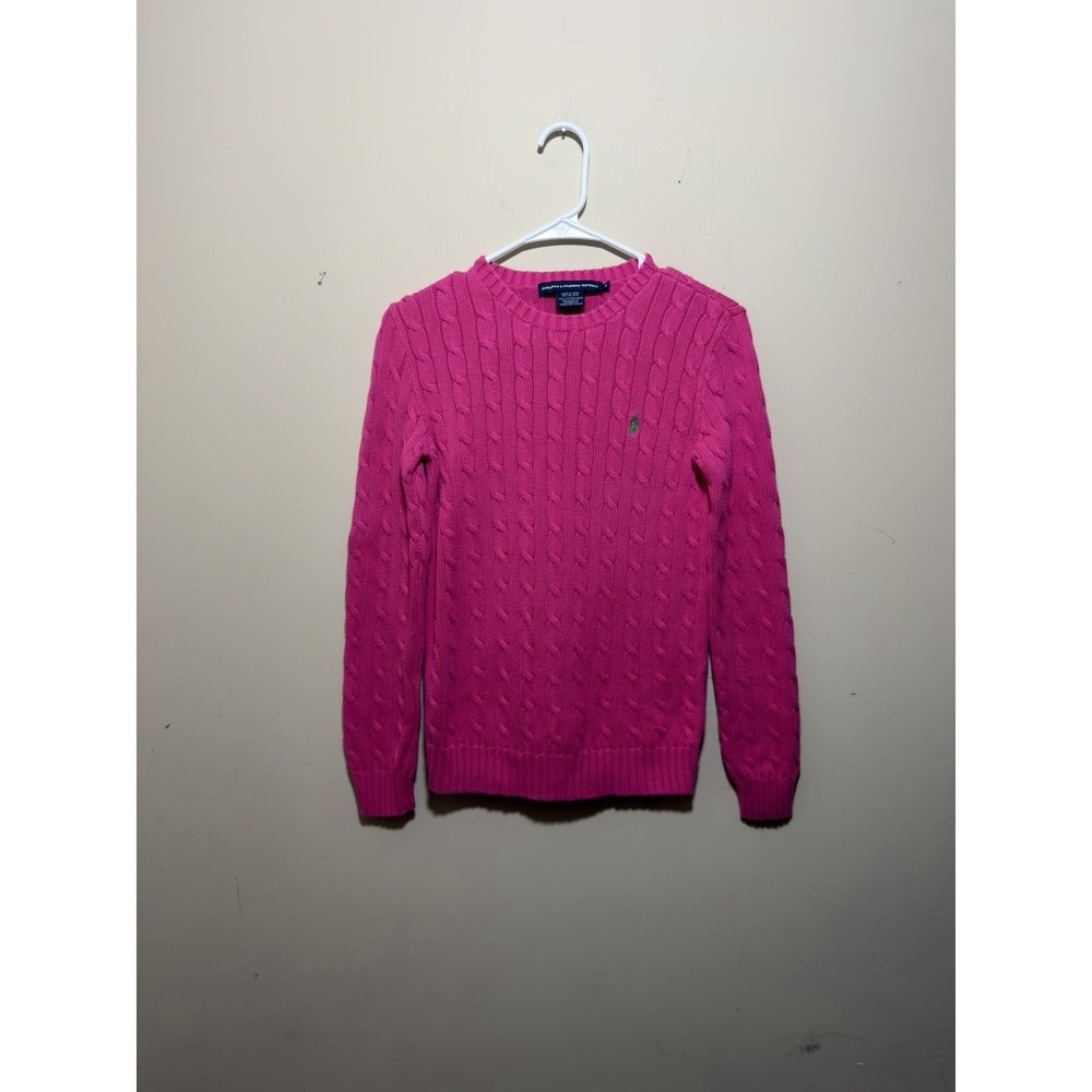 Ralph Lauren Sport Womens Cableknit Sweater Size M Pink Old Money Preppy VTG